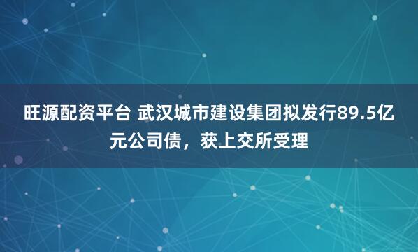 旺源配资平台 武汉城市建设集团拟发行89.5亿元公司债，获上交所受理
