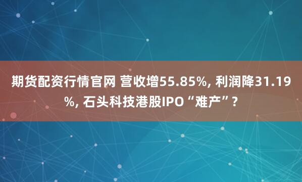 期货配资行情官网 营收增55.85%, 利润降31.19%, 石头科技港股IPO“难产”?